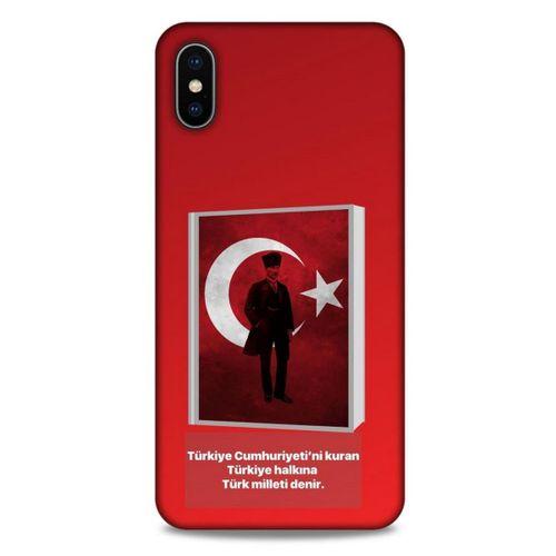 Apple iPhone XS Max Kılıf Atatürk (4) Koruma Kılıfı Kırmızı