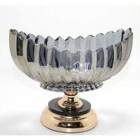 Lüks Füme Kristal Cam Gondol Gold Ayaklı Sunumluk