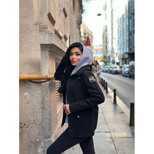 Kadın Ek Parça Kapüşon Kol Arma Detay Gabardin Ceket