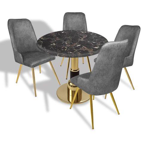 Dockers Gold-Çırağan Mutfak Masa Takımı - (Yuvarlak Çap 80cm - Werzalit, Wermodin ve Allzalit Tabla) - Teramo-Füme