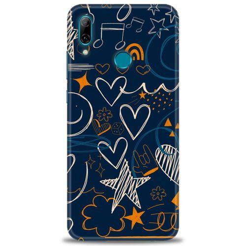 Huawei P Smart 2019 Kılıf HD Baskılı Kılıf - Notalar ve Kalpler + Tam Ekran Koruyucu