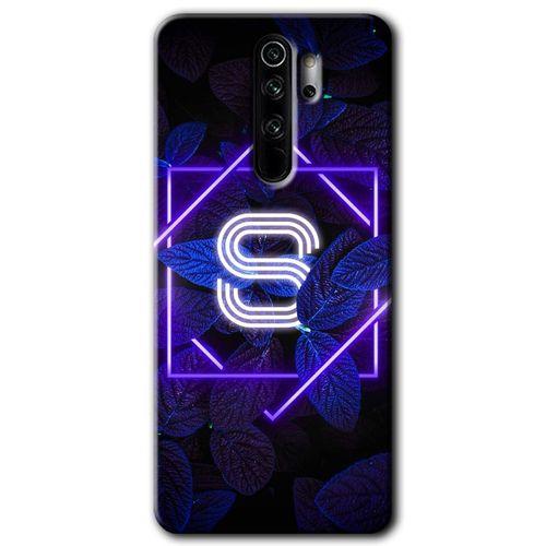 BeRa Aksesuar Xiaomi Redmi Note 8 Pro Kılıf Baskılı Kapak - Dark Neon Yaprak S Harfi +Tam Kaplayan Mat Seramik