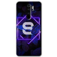 BeRa Aksesuar Xiaomi Redmi Note 8 Pro Kılıf Baskılı Kapak - Dark Neon Yaprak S Harfi +Tam Kaplayan Mat Seramik