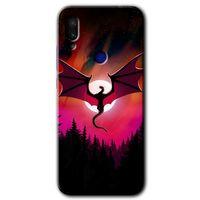 MRCİLETİSİM Xiaomi Redmi Note 7 Kılıf HD Desen Baskılı Arka Kapak+Temperli Cam - Dragon Night