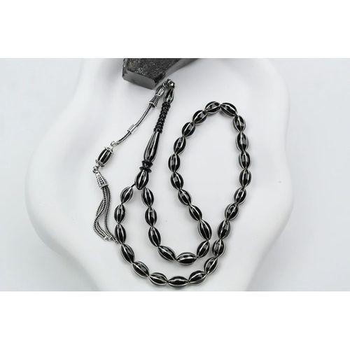 Oltu Taşı Arpa Model Sekizli Karpuz Nakkaş İşlemeli Tespih