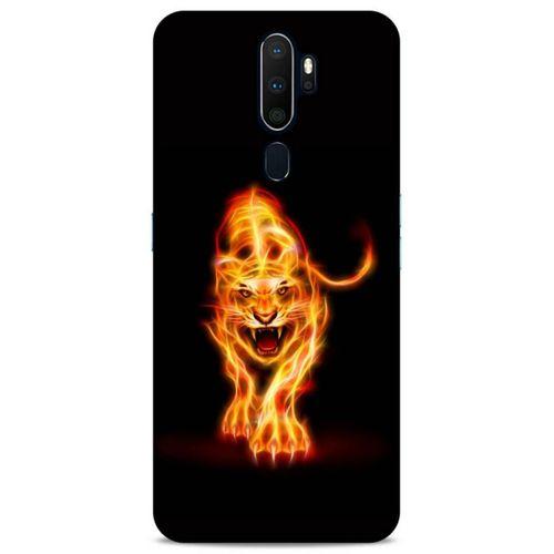 Lopard Oppo A9 2020 Uyumlu Kılıf FireX (27) Tasarımlı Kılıf Ateşten Kaplan