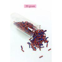 Uzun Boru Kesme Boncuk Çap 2mm Uzunluk 10 mm - 20 Gram - Turuncu Mavi - BNC238