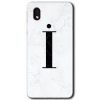 MRCİLETİSİM Samsung Galaxy A01 Core Kılıf Baskılı Kapak - Beyaz Mermer Desenli İ Harfi +Tam Ekran Koruyucu