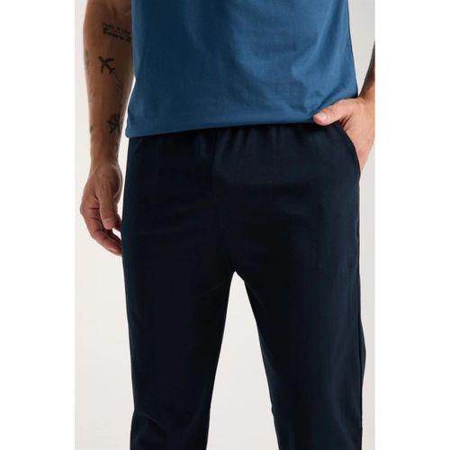 Erkek İndigo Düğmeli Yaka Kısa Kol Pijama Takımı