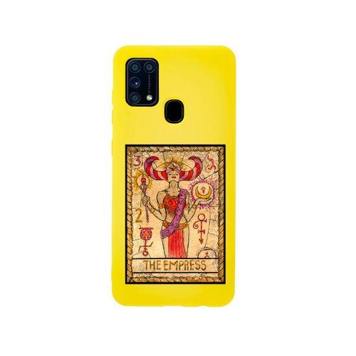 Samsung M21 The Empress Premium Silikonlu Sarı Telefon Kılıfı