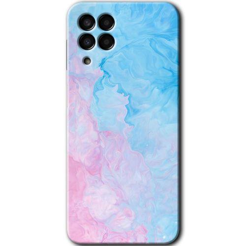 MRCİLETİSİM Samsung Galaxy M33 Kılıf Baskılı Kapak - Blue Art + 5D Tam Kaplayan Cam