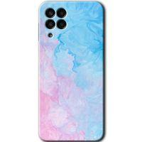 MRCİLETİSİM Samsung Galaxy M33 Kılıf Baskılı Kapak - Blue Art + 5D Tam Kaplayan Cam
