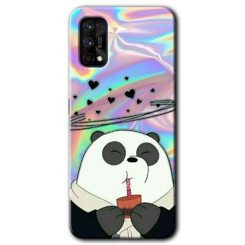 MRCİLETİSİM Realme 7 Pro Kılıf Baskılı Kapak - Milkshake Panda + 5D Tam Kaplayan Cam