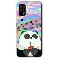 MRCİLETİSİM Realme 7 Pro Kılıf Baskılı Kapak - Milkshake Panda + 5D Tam Kaplayan Cam