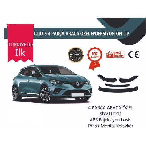 Renault Clio 5 2019 Sonrası  4 Parça Ön Lip Siyah