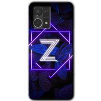 MRCİLETİSİM Oppo Reno 7 4G Kılıf HD Desen Baskılı Arka Kapak+Temperli Cam - Dark Neon Yaprak Z Harfi