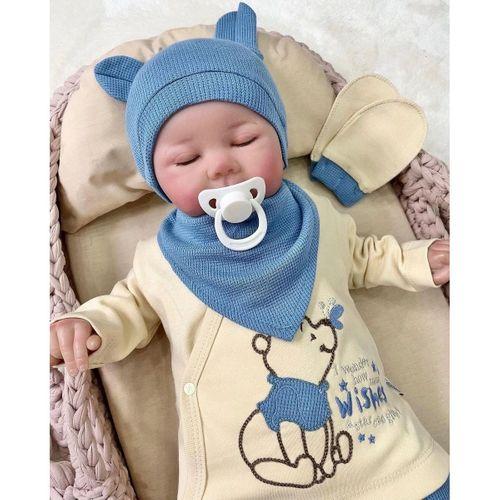 Waffle Natural % 100 Pamuk 5'li Erkek Bebek Hastane Çıkış Seti