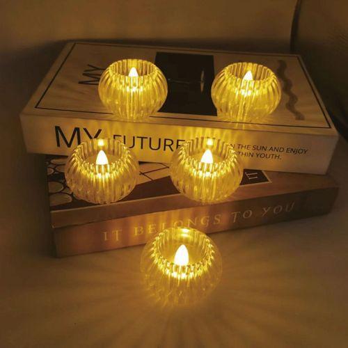 VIP PROFESYONEL KALİTE IŞIKLI YILBAŞI MUMU CRYSTAL LİGHT CANDLE 6 ADET KRİSTAL LED IŞIKLI PİLLİ MUM