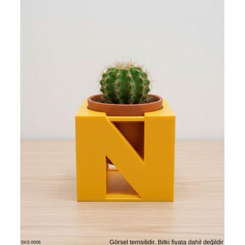 Sari Centikli Harf Seklinde Mini Dekoratif Saksi Ismine Ozel Bas Harf Tasarim Masa Ustu Ofis Dekoru 7 Cm