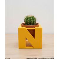 Sari Centikli Harf Seklinde Mini Dekoratif Saksi Ismine Ozel Bas Harf Tasarim Masa Ustu Ofis Dekoru 7 Cm