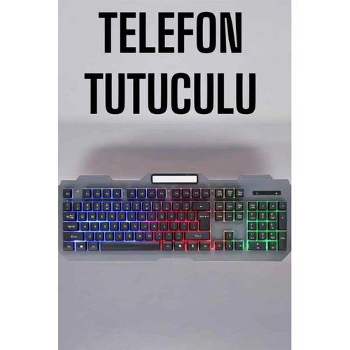 Q Klavye Rgb Işıklı Klavye Ve Mouse Seti Kablolu Mouse Hediyeliş