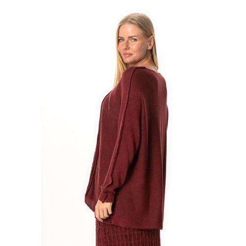 Uzun Kol Elvan Sonbahar ve Kışlık Triko Bluz Bordo Brd