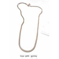 Kısa İtalyan Çelik Kolye-45 CM - Gümüş