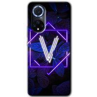 Huawei Nova 9 Kılıf HD Desen Baskılı Arka Kapak - Dark Neon Yaprak V Harfi