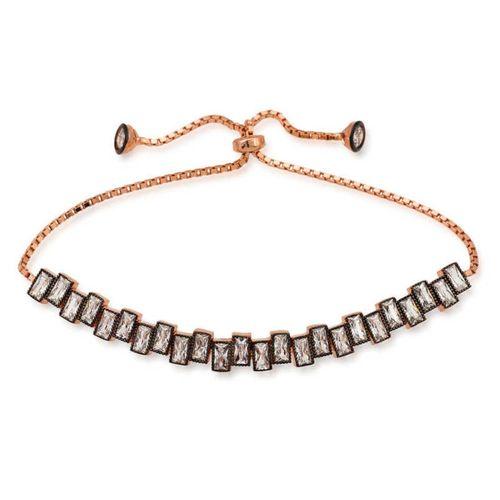 Lucky Life 925 Ayar Gumuss  Rose Baget Taşlı Asansör Bileklik