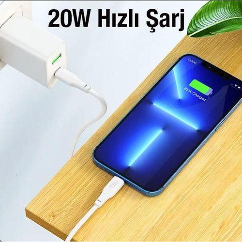 HOCO X93 Force 20W Type-C to iPhone Lightning-C Ultra Hızlı Şarj ve Data Kablosu 1M Beyaz