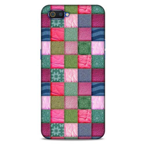 Oppo Realme C2 Kılıf Patchwork (35) Fit Design Kılıf Toz Pembe Lacivert
