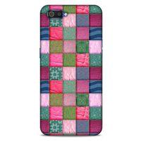 Oppo Realme C2 Kılıf Patchwork (35) Fit Design Kılıf Toz Pembe Lacivert