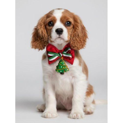 Yılbaşı Ağacı Küçük Irk Köpek Papyon Tasması | Kırmızı Fiyonk Boyun Aksesuarı | Noel Temalı Köpek Süsü