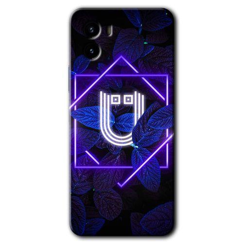 Vivo Y15s HD Baskılı Kılıf + 9D Tam Ekran Koruyucu - Dark Neon Yaprak Ü Harfi