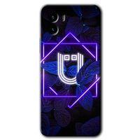 Vivo Y15s HD Baskılı Kılıf + 9D Tam Ekran Koruyucu - Dark Neon Yaprak Ü Harfi