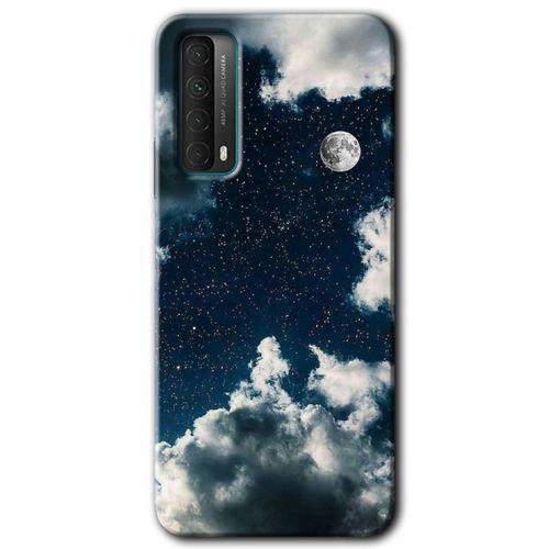 MRCİLETİSİM Huawei P Smart 2021 Kılıf Baskılı Kapak - Gece Gökyüzü + 5D Tam Kaplayan Cam