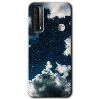 MRCİLETİSİM Huawei P Smart 2021 Kılıf Baskılı Kapak - Gece Gökyüzü + 5D Tam Kaplayan Cam