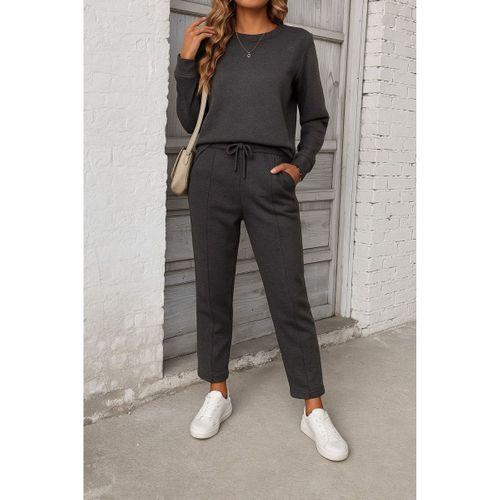 Kadın Uzun Kollu Yanları Nervurlu Viskon Iki Iplik Ve Pantolon Ikili Takım