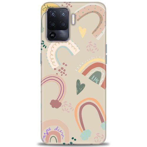 Oppo Reno 5 Lite Kılıf HD Baskılı Kılıf - Kahve Gökkuşağı + Tam Ekran Koruyucu