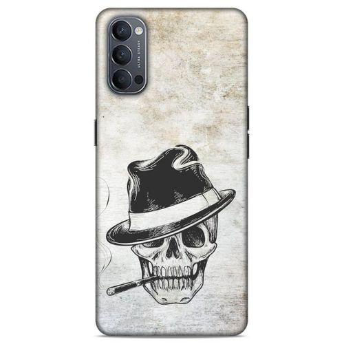 Lopard Oppo Reno 4 Uyumlu Kılıf Tattoo's (24) Darbe Emici Kılıf Şapkalı İskelet