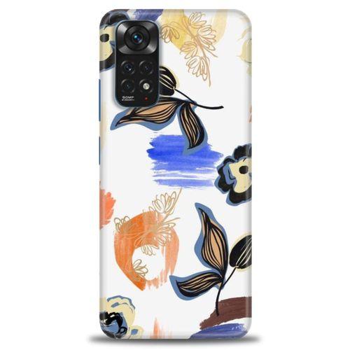 Xiaomi Redmi Note 11S Kılıf HD Baskılı Kılıf - Mavi Yapraklar + Tam Ekran Koruyucu