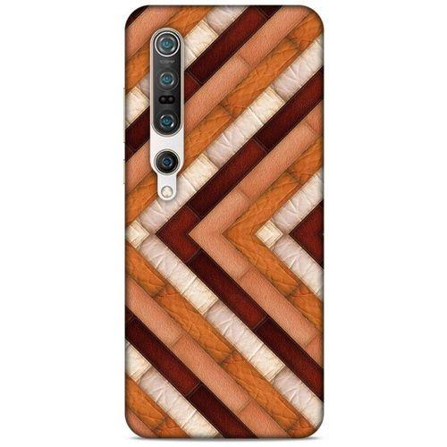 Xiaomi Mi 10 Pro Kılıf Patchwork (40) Fit Silikon Kılıf Kahverengi Beyaz