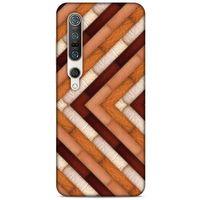 Xiaomi Mi 10 Pro Kılıf Patchwork (40) Fit Silikon Kılıf Kahverengi Beyaz
