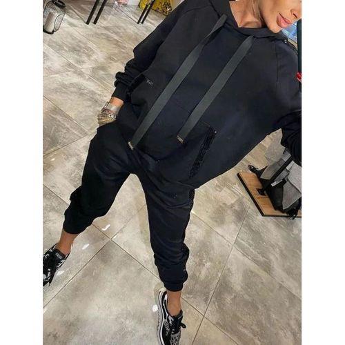 Kadın Uzun Kollu Kapşonlu Pulpayet Detay Viskon Iki Iplik Bluz Ve Pantolon Ikili Takım