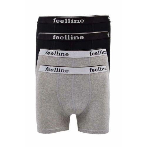 4 adet Feelline Siyah ve Gri Pamuklu Doğal Likralı Erkek Boxer