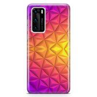 Huawei P40 Kılıf Elmas Rainbow Arka Kapak Koruma Desenli Full Koruyucu