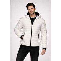 Erkek Şişme Kapüşonlu Fermuarlı Mont Su Itici Kapitone Astarlı Kumaş Cepli Kışlık Rahat Kalıp - Krem