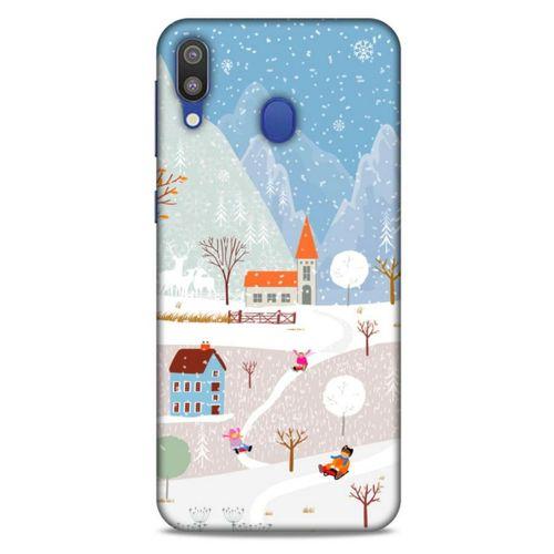 Samsung Galaxy M20 Kılıf Snowix (40) Fit Silikon Kılıf Beyaz Mavi