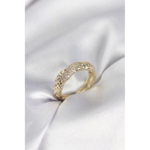 Zirkon Taşlı Puntalı Gold Renk Kadın Yüzük