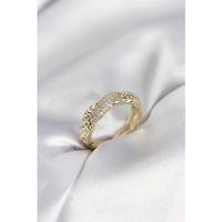 Zirkon Taşlı Puntalı Gold Renk Kadın Yüzük